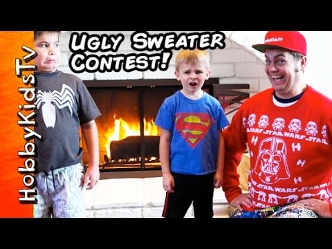 Ugly Sweater Contest! Comment Your Ugliest Star Wars Pick from HobbyDad by HobbyKidsTV This idea created by HobbyKidsTV. HobbyDad shows off his ugly Star Wars sweater collection. Leave your comments of the one you like the least. Give a thumbs up to HobbyDad for being a good sport taking a beating of pillows from the HobbyKids. Ouch. Click here to Subscribe: http://www.youtube.com/subscription_center?add_user=HobbyKidsTV
New videos everyday! Please THUMBS UP, SHARE, and SUBSCRIBE.
---TOY VIDEOS---
Giant Eggs: http://www.youtube.com/playlist?list=PLzDMAGLsSlZoNvpGg-ijs4DlYu2RMSOxo
Educational Vids:
http://www.youtube.com/playlist?list=PLzDMAGLsSlZo8aAHrPRzVmM_oW_hZtxdO
SuperHero Playlist: http://www.youtube.com/playlist?list=PLzDMAGLsSlZrqNR6cOqf0ikhuAmrwGteG
Lego Playlist: https://www.youtube.com/watch?v=CM16X1BUy8Q&list=PLzDMAGLsSlZpnXutU1M3aPF1LRX6PEr9u
Surprise EGGS Playlist: http://www.youtube.com/watch?v=k3JtZaZrZ4U&list=PLzDMAGLsSlZo1RPO-0Nh2ejC62OoQO1-D
---OUR OTHER HOBBY CHANNELS---
HobbyGamesTV (Video Gaming):
http://www.youtube.com/user/HobbyGamesTV
HobbyKidsVids (Behind the Scenes): http://www.youtube.com/user/HobbyKidsVids
HobbyBabyTV (Learning Surprise Eggs)
http://www.youtube.com/user/HobbyBabyTV
HobbyKidsLand (Stories, Play)
http://www.youtube.com/user/HobbyToysTV
HobbyFoodTV (Family Recipes):
http://www.youtube.com/user/HobbyFoodTV
HobbyPigsTV (HobbyPig Videos):
http://www.youtube.com/user/HobbyPigsTV
---FIND US---
http://www.Twitter.com/HobbyKidsTV
http://www.instagram.com/hobbykidstv
https://www.facebook.com/pages/Hobbykidstv/257199541098328
http://www.HobbyKidsTV.com
---ABOUT HobbyKidsTV---
HobbyKidsTV is world renowned for being the first and original creator of all GIANT SURPRISE EGGS! It was our son's unique idea in 2013 to make a wonderful GIANT surprise for all our fans. Subscribe to HobbyKidsTV, the trusted brand of families across the globe. HobbyKidsTV produces clean family friendly kid shows. We collect all brands of toys to teach kids imaginative play through toy reviews. We love sharing fun educational learning. Join our HobbyFun today and subscribe for free!
---MUSIC BY---
epidemic sound
bad hair good groove 9
the angry robot mama