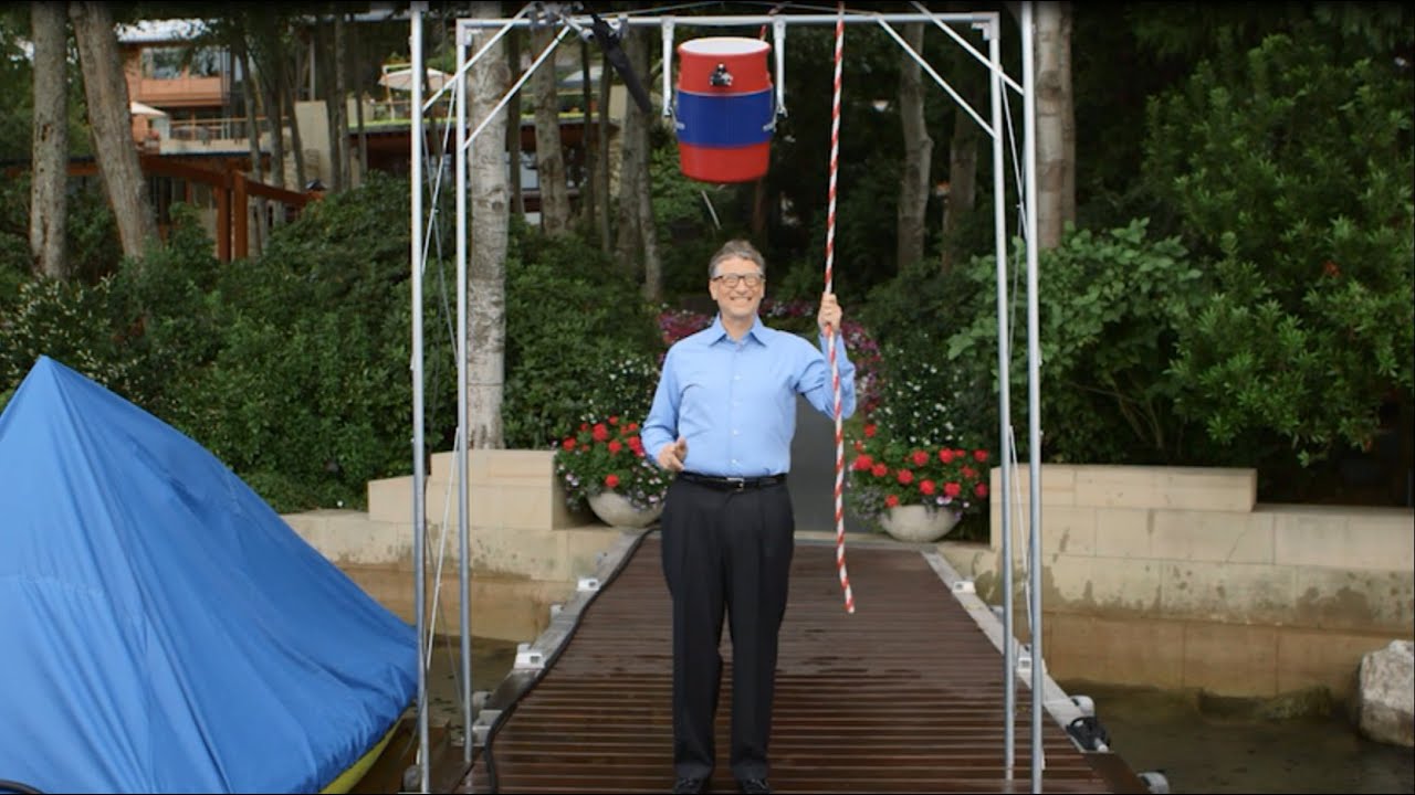 Bill Gates accepts Mark Zuckerberg’s ALS Ice Bucket Challenge and nominates Elon Musk, Ryan Seacrest and Chris Anderson from TED to participate and raise awareness for ALS, also known as Lou Gehrig’s Disease.