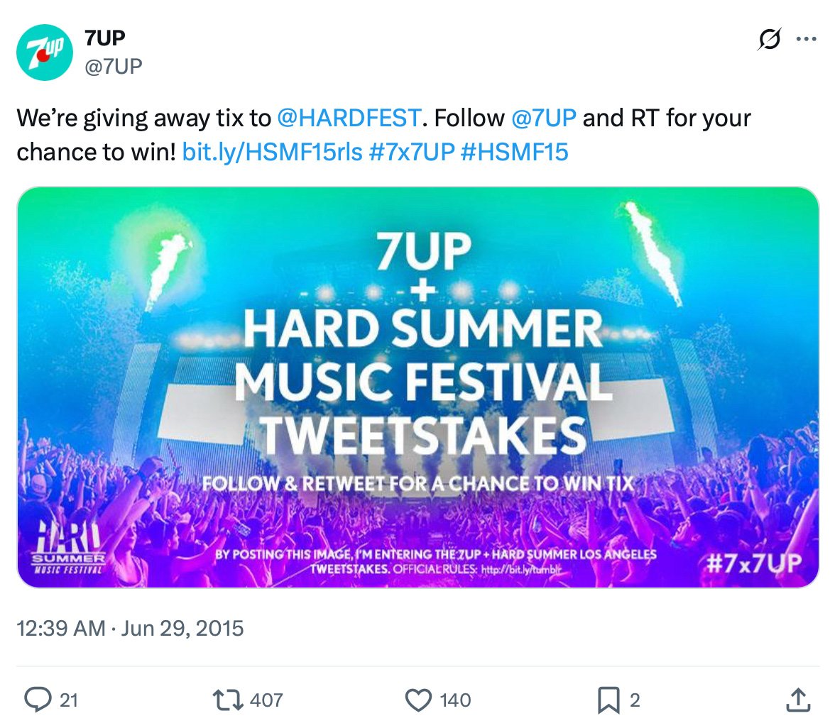 7UP x HARD Fest Ticket Giveaway 7UP Hard Summer Festival Tweetstakes announcement