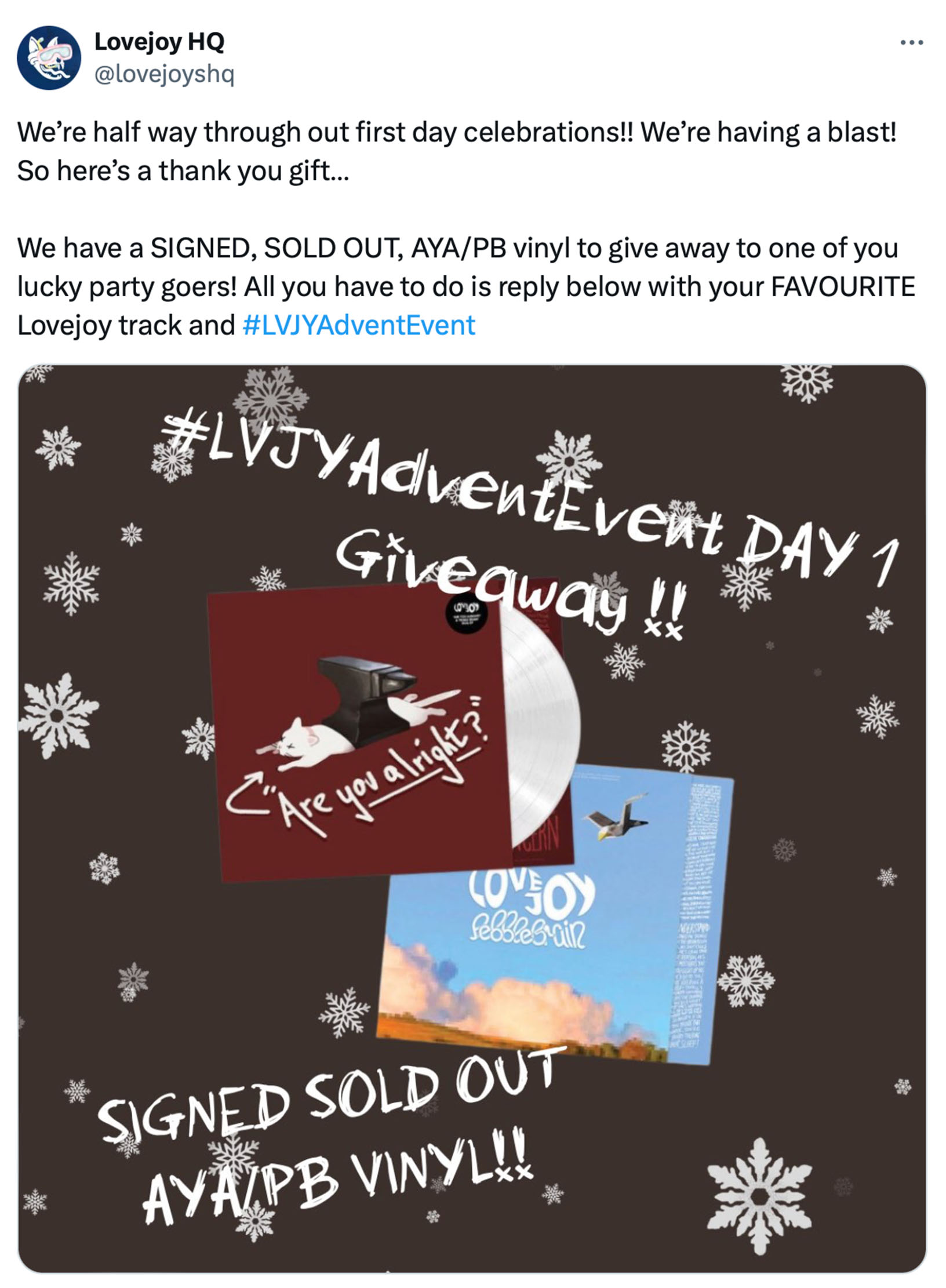 Answer a question to enter giveaway example on X