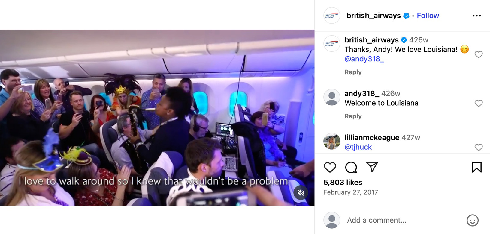 British Airways brings Mardi Gras celebration to the skies Passengers in festive hats enjoying live music on a British Airways flight