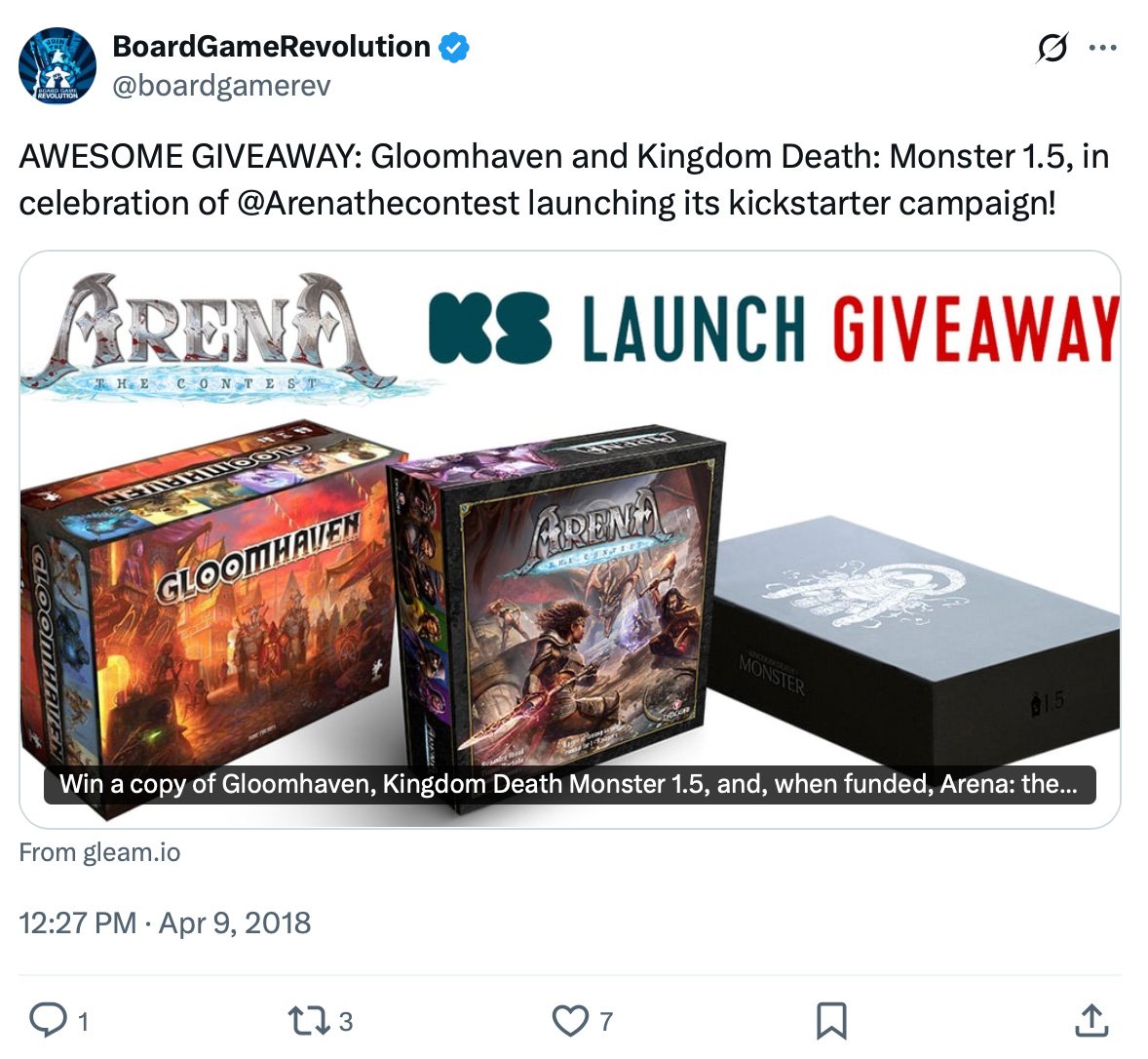 Twitter campaign for Board Game Revolution promotional giveaway Board Game Revolution giveaway promotion on Twitter