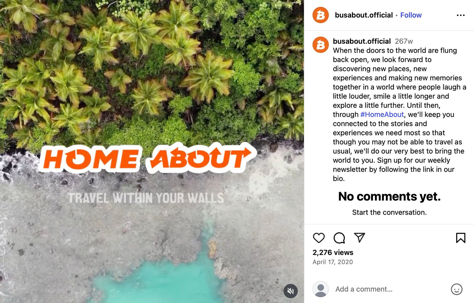 Busabout giveaway promotion on Instagram