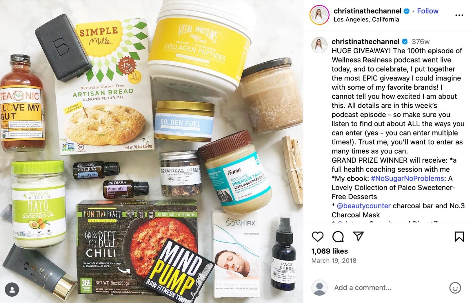 Wellness giveaway prize bundle including food, supplements, skincare and books