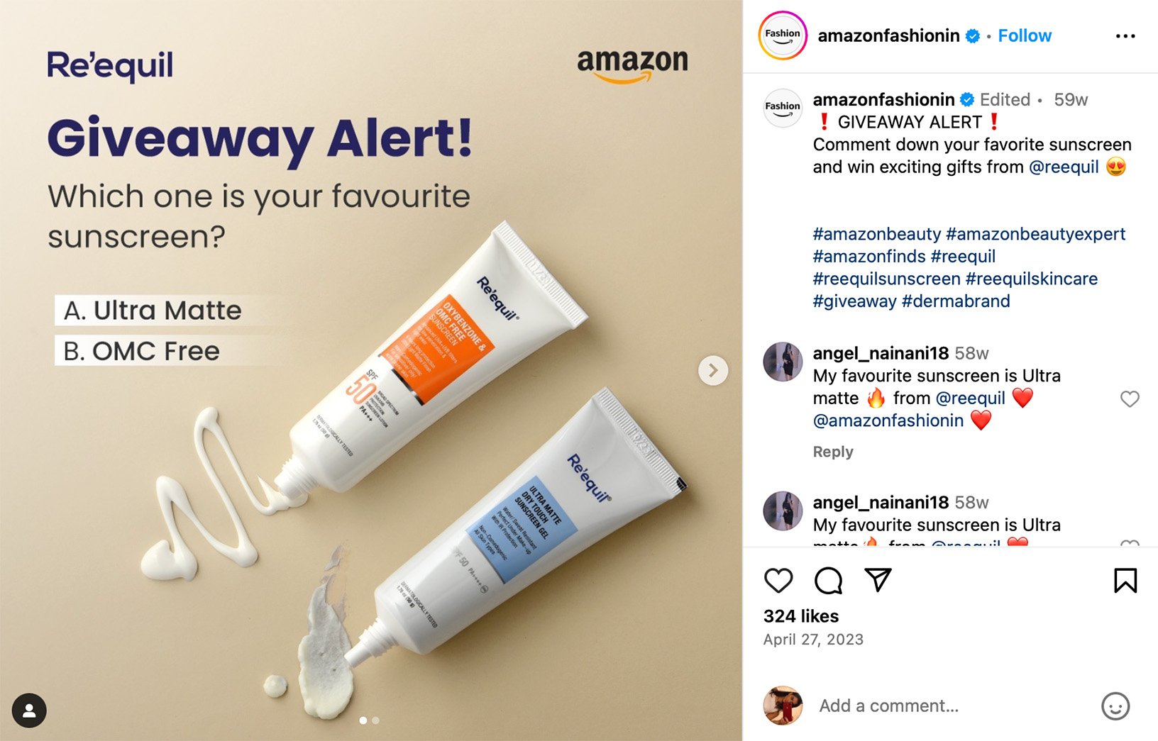 Drive engagement with a comment to win giveaway on Instagram Instagram post promoting a comment to win giveaway contest