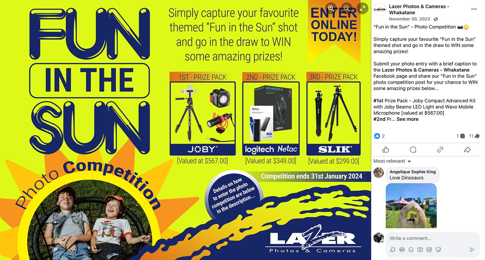 Summer brand promotion example featuring fun in the sun People enjoying a summer day at the beach with sun hats and cool drinks