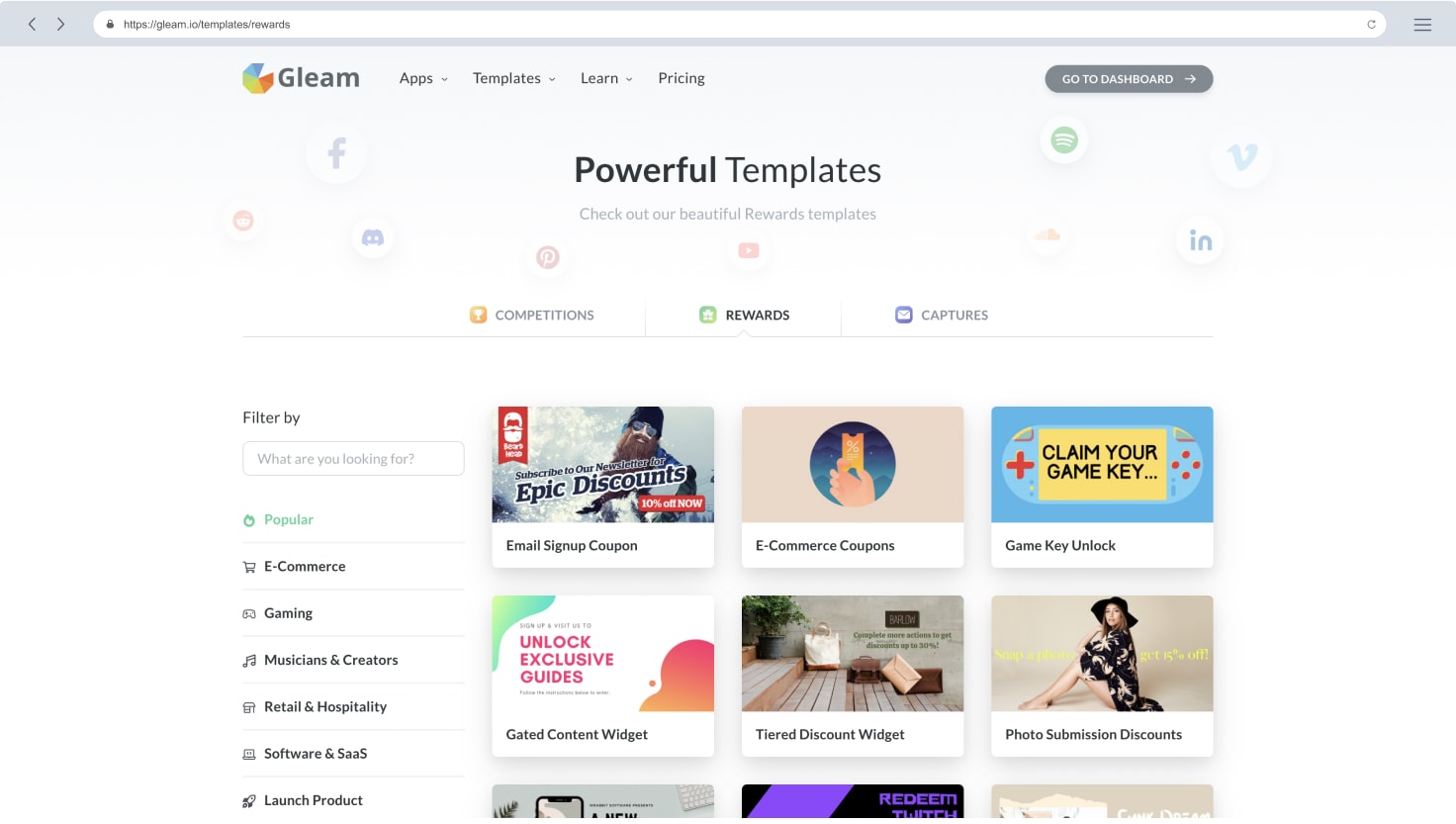 Browse Gleam Competition Rewards on Our Website