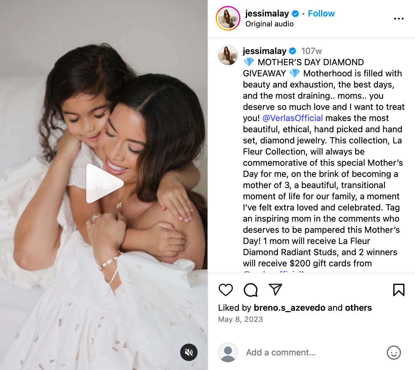 Jessi Malay lifestyle giveaway campaign on Instagram Jessi Malay Instagram post promoting a beauty and lifestyle giveaway with premium product display