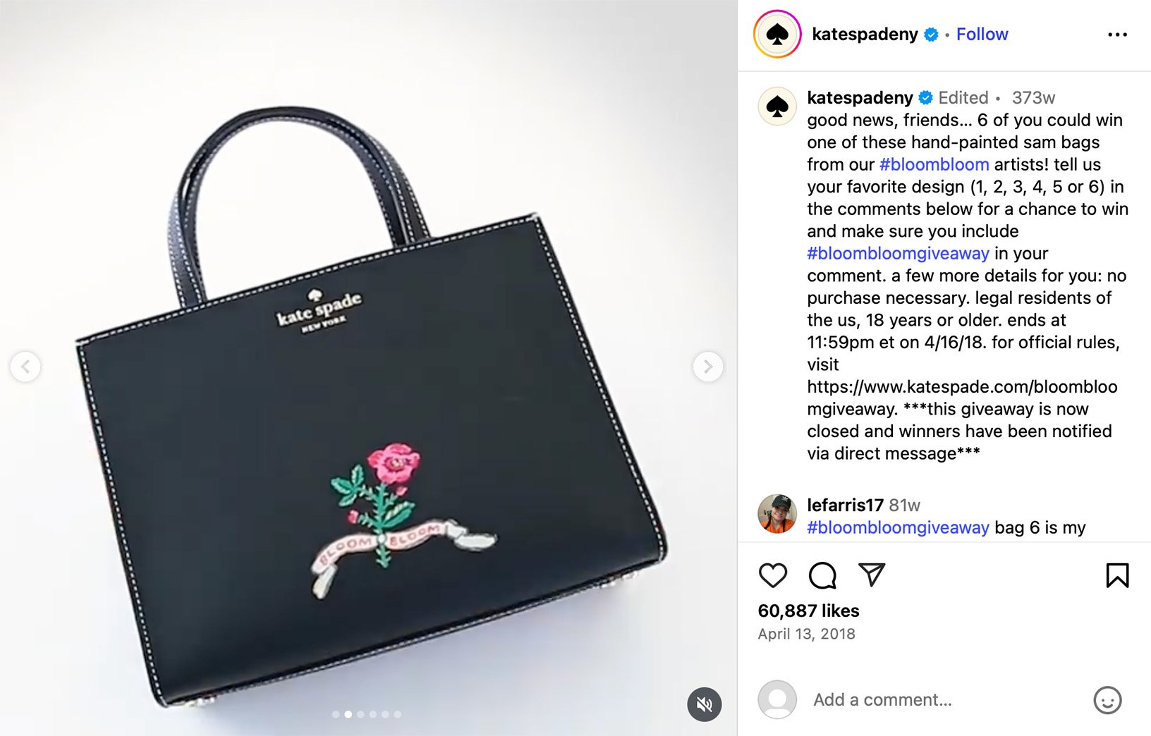 Kate Spade Bloom Bloom Handbag Giveaway Kate Spade Bloom Bloom Giveaway hand-painted black bag