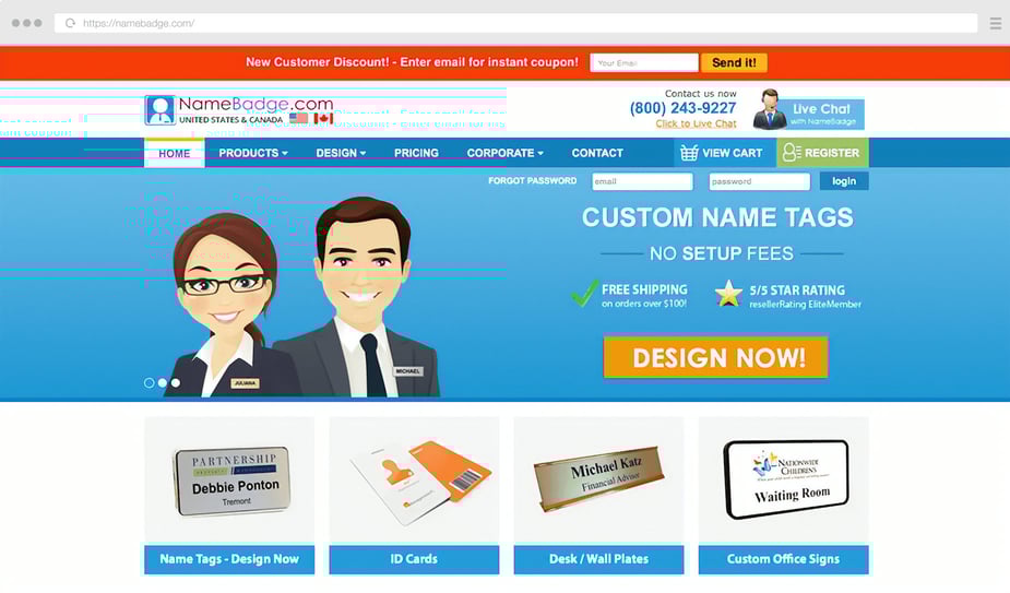 NameBadge.com's website