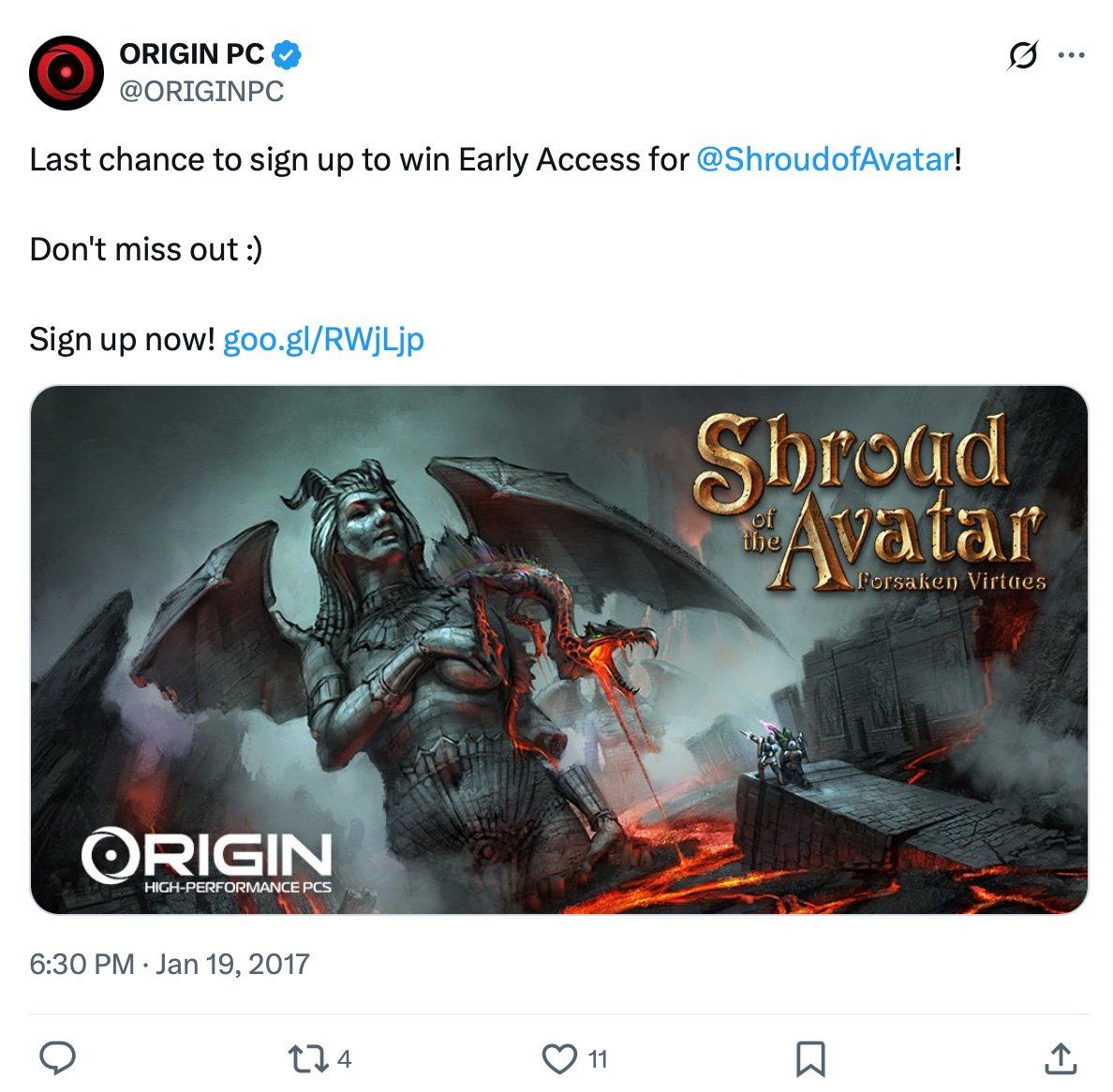 Promotional artwork for Shroud of the Avatar with dragon and statue