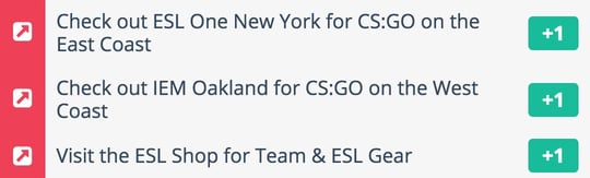 Visit Actions from ESL One's campaign