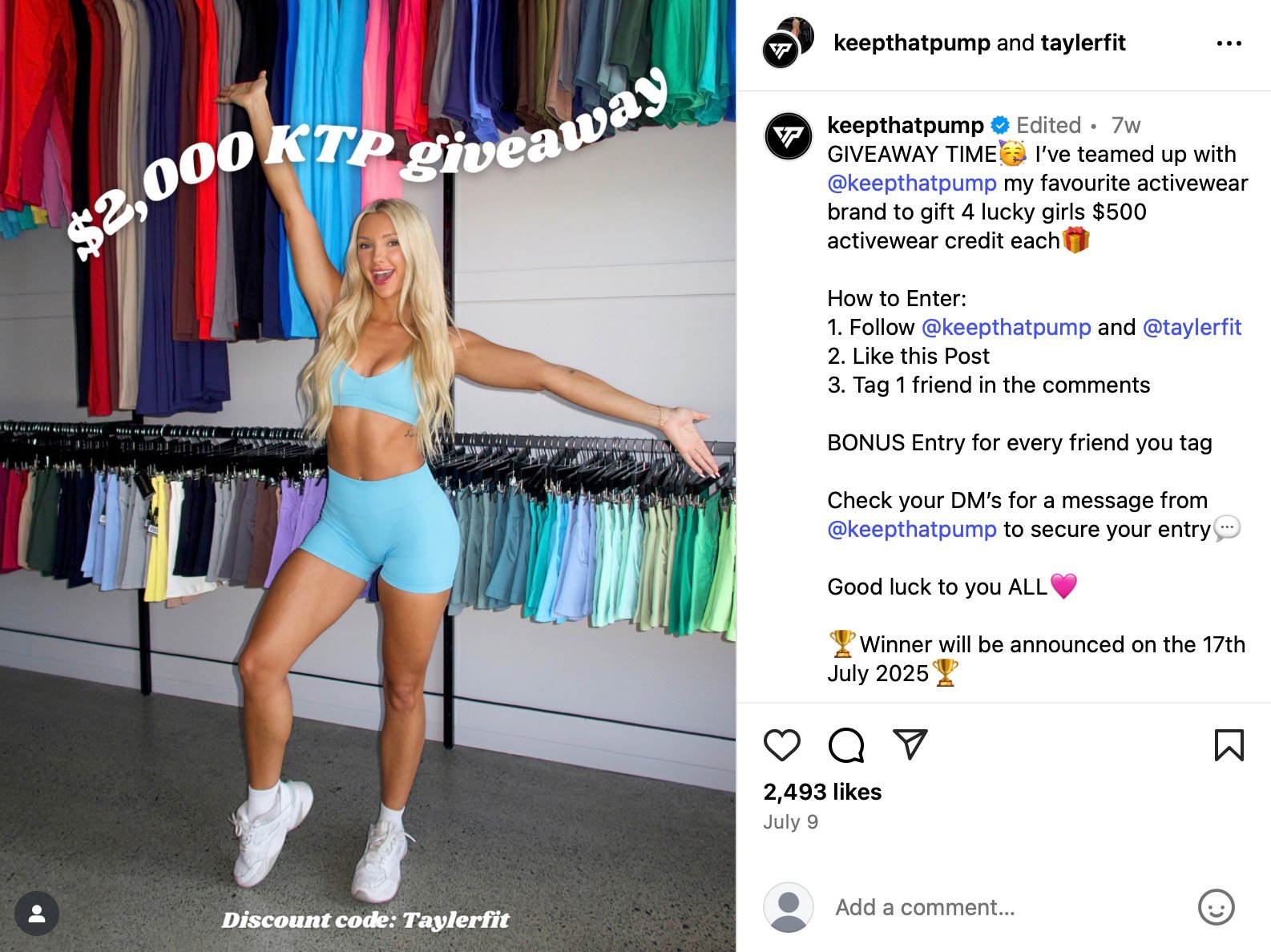 Valentines beauty giveaway promotion on Instagram Instagram Valentines giveaway post featuring beauty products including a pink perfume bottle and pump cosmetics