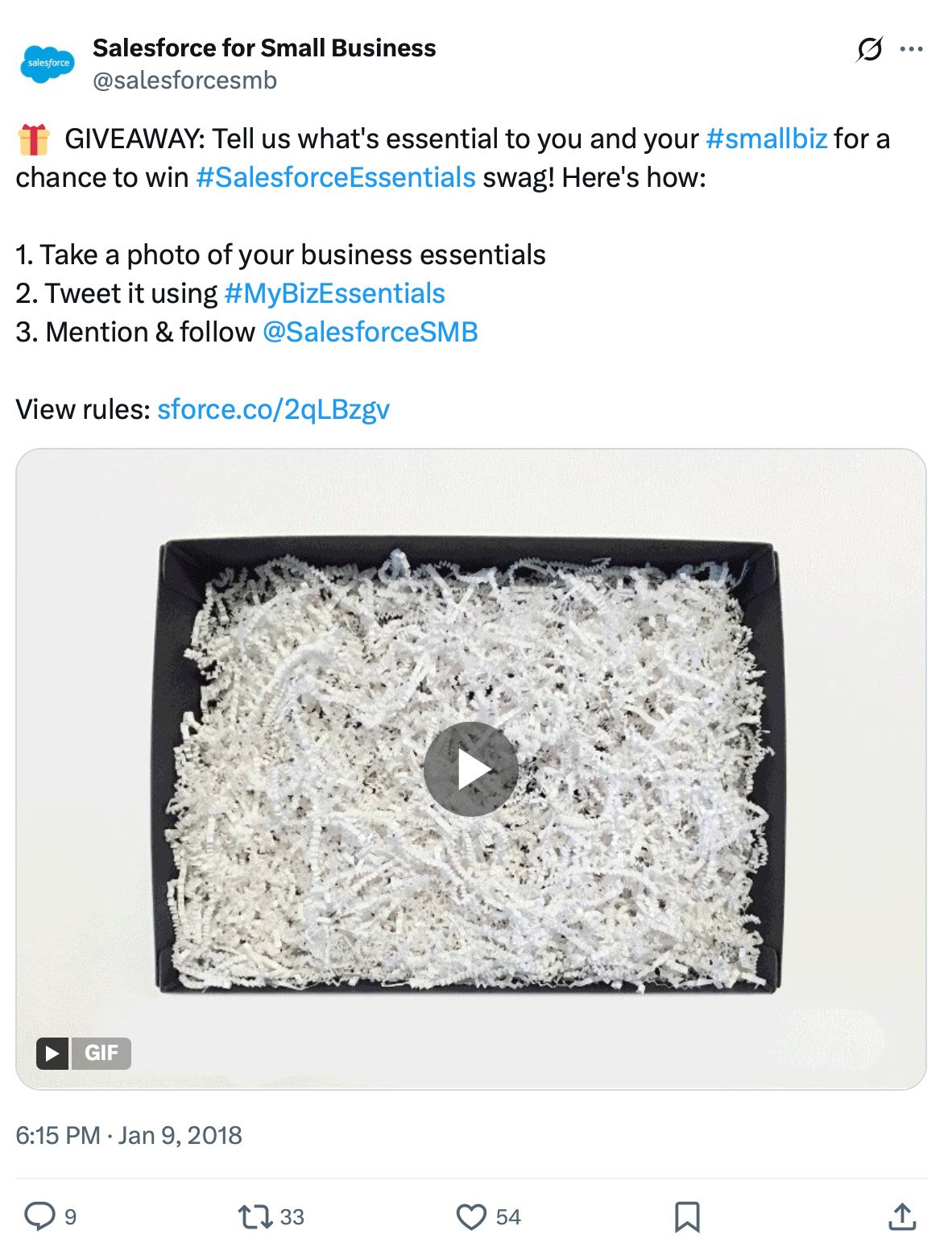 Twitter campaign for Salesforce SMB promotional giveaway Salesforce SMB giveaway promotion on Twitter