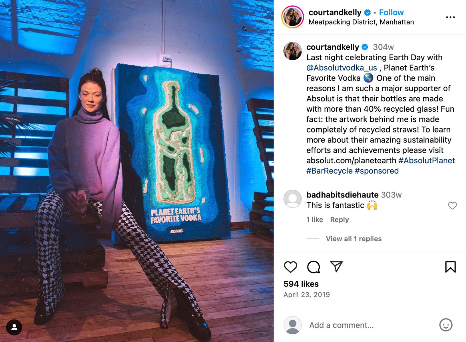 Absolut influencer giveaway example on Instagram Absolut influencer campaign showing social post