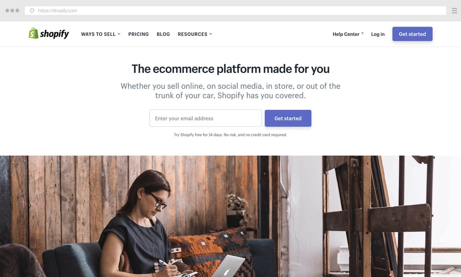 Shopify's website