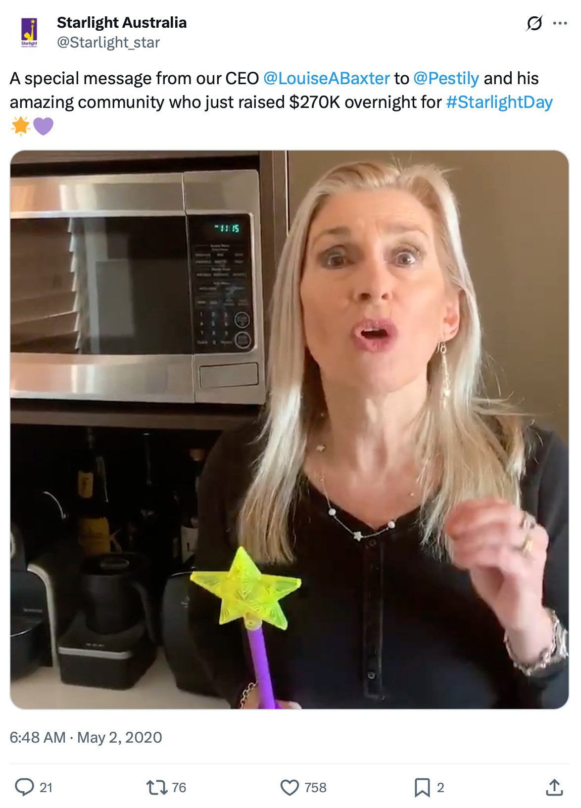 Twitter campaign for Starlight promotional giveaway Starlight giveaway promotion on Twitter