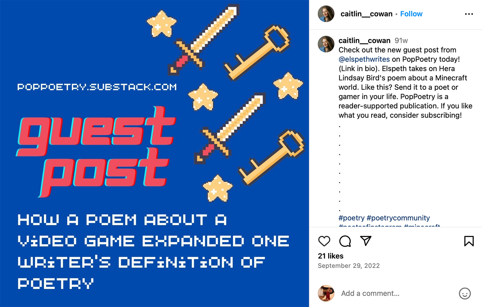 Expand Your Reach With Substack Guest Post Promotions Instagram post promoting a guest post opportunity on Substack