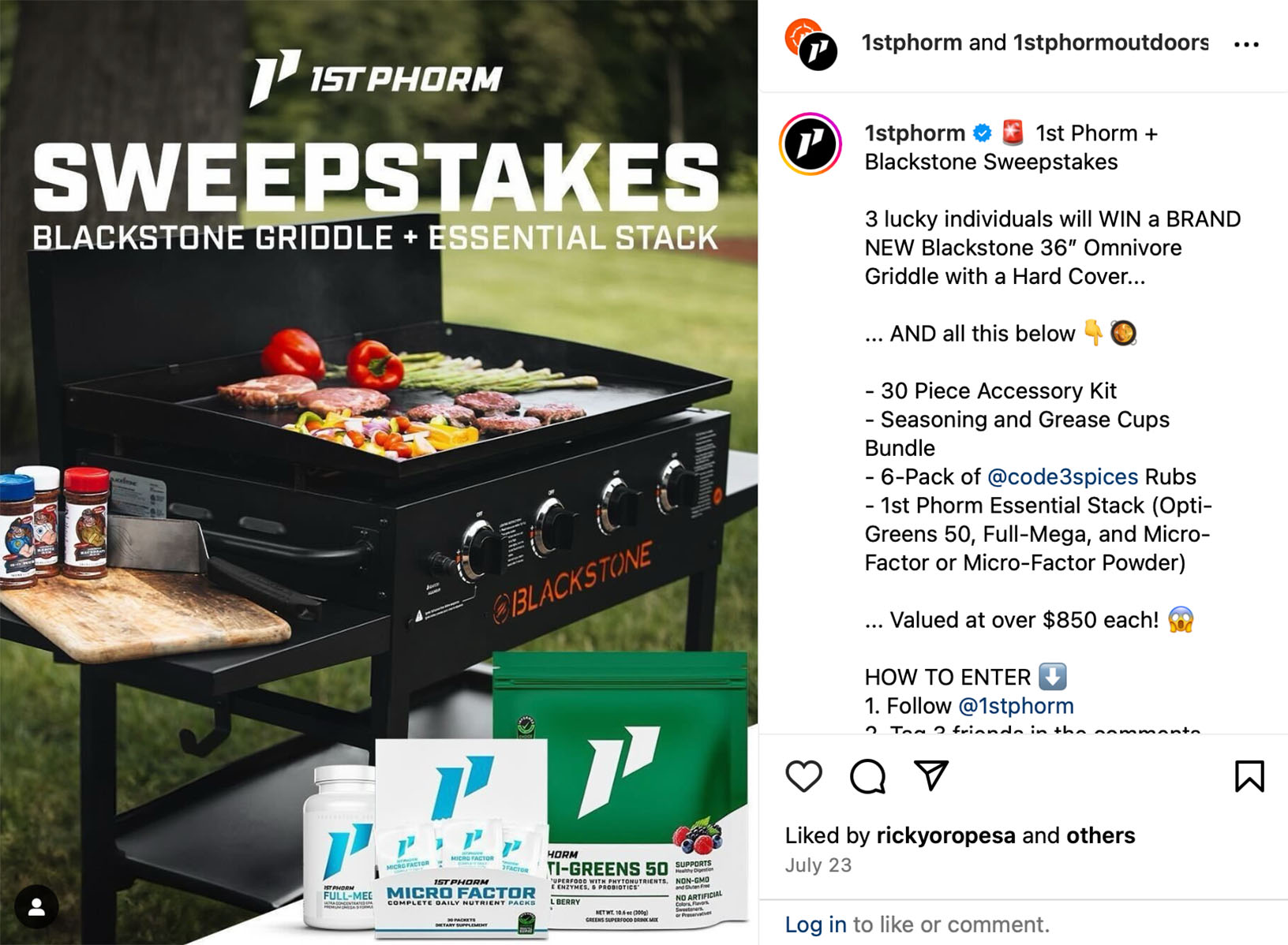 instagram giveaway post