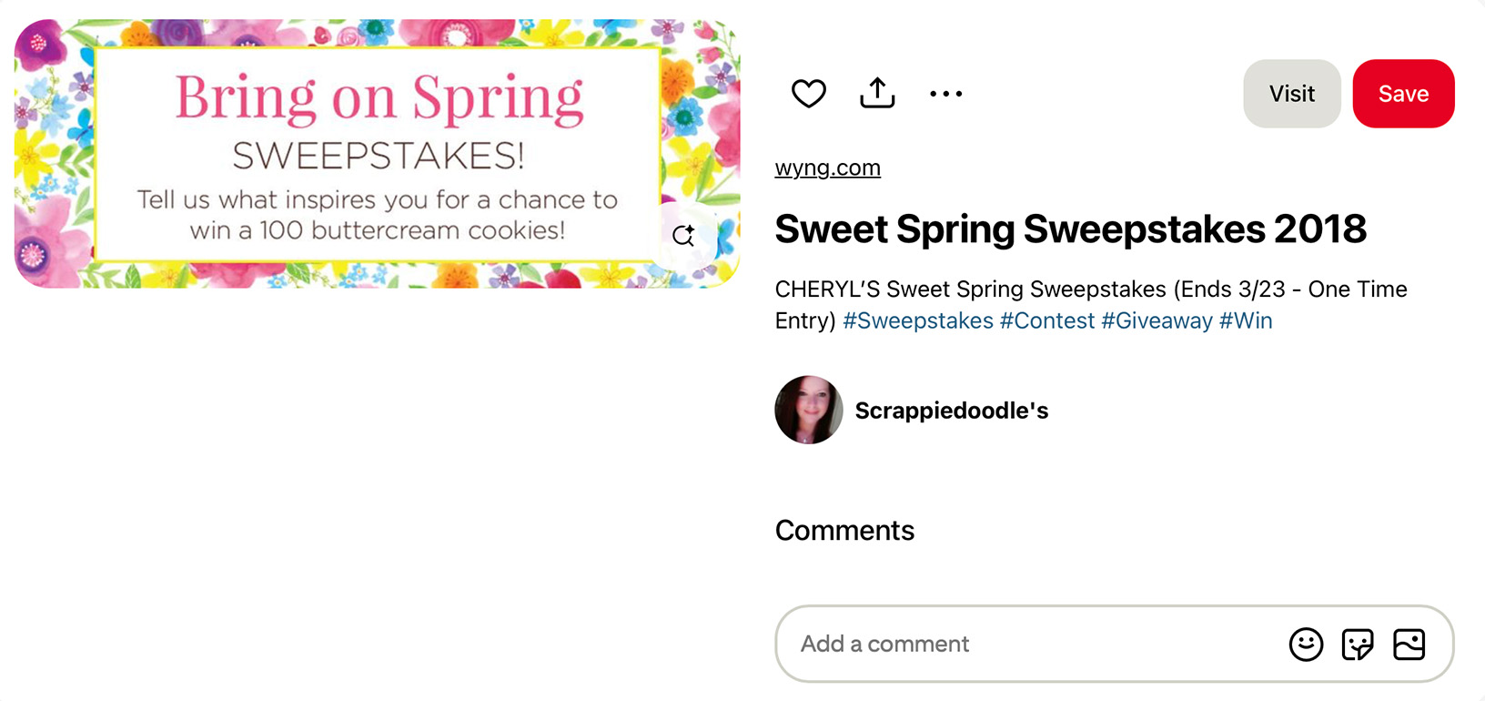 Attract seasonal entries with spring-themed Pinterest giveaways Sweet Spring Sweepstakes on Pinterest