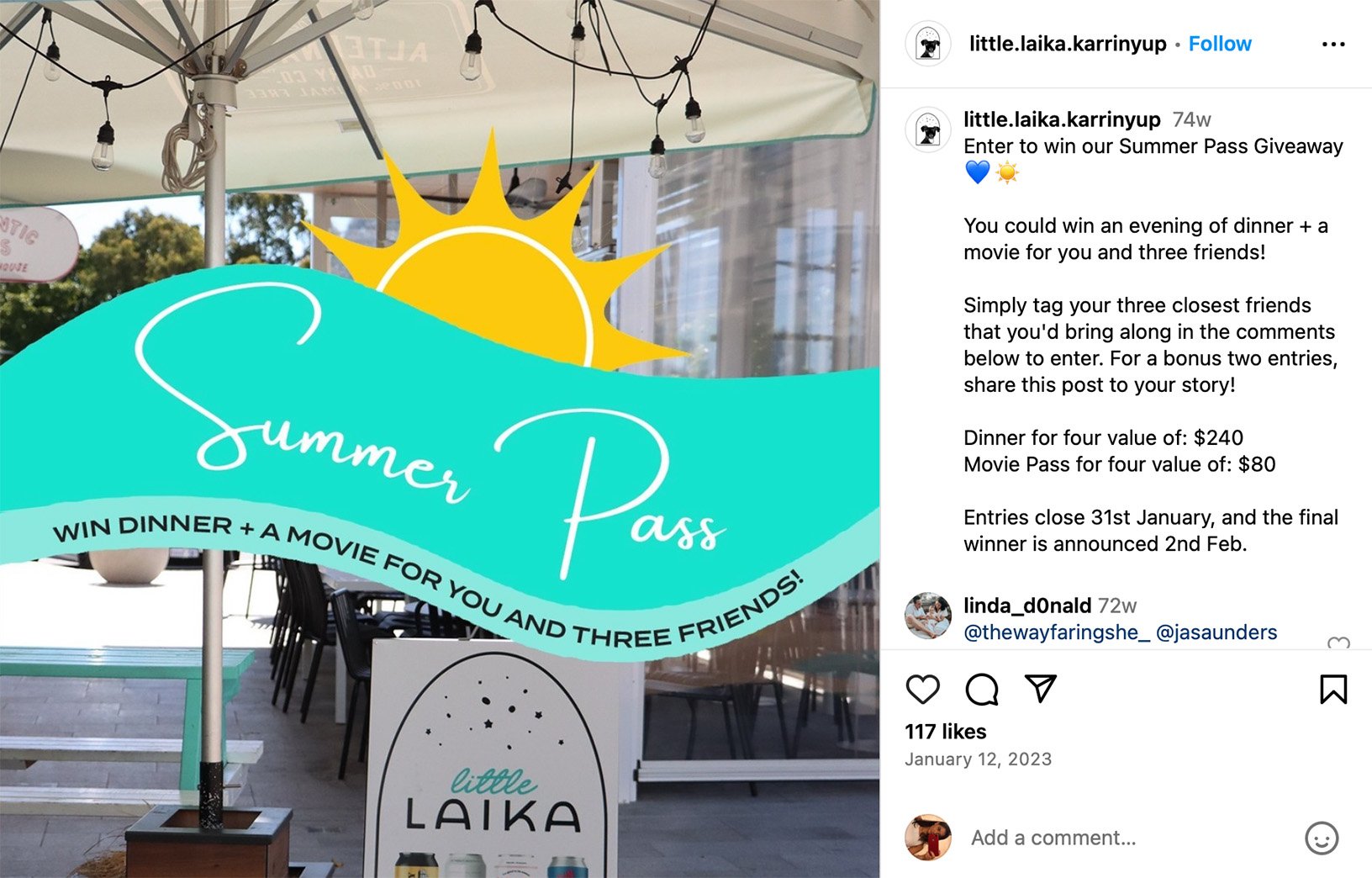 Boost reach with a tag a friend giveaway on Instagram Instagram post encouraging users to tag a friend for a giveaway entry