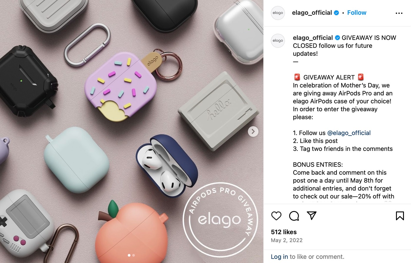 Drive Entries With A High-Value Tech Giveaway Tech giveaway prize example on Instagram