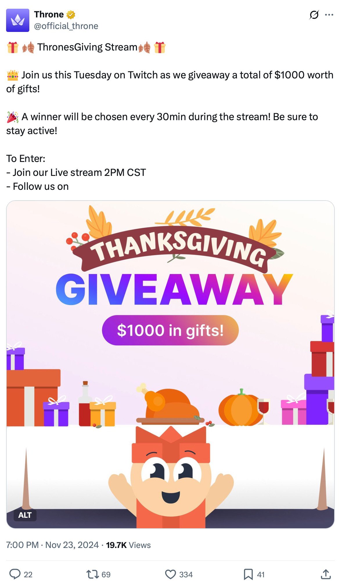 Throne product featured on X Throne product featured on X