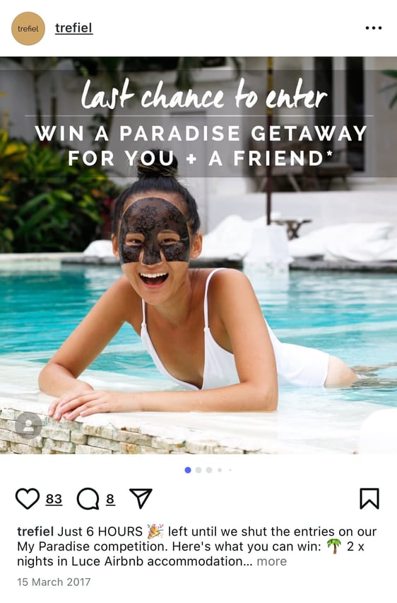 Paradise giveaway from Trefiel on Instagram