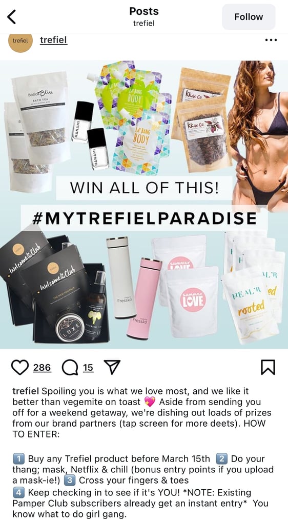 Trefiel Paradise giveaway from Trefiel on Instagram