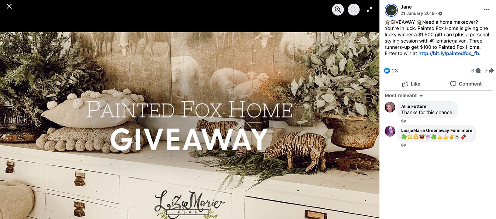 Facebook campaign for Very Jane promotional giveaway Very Jane giveaway promotion on Facebook