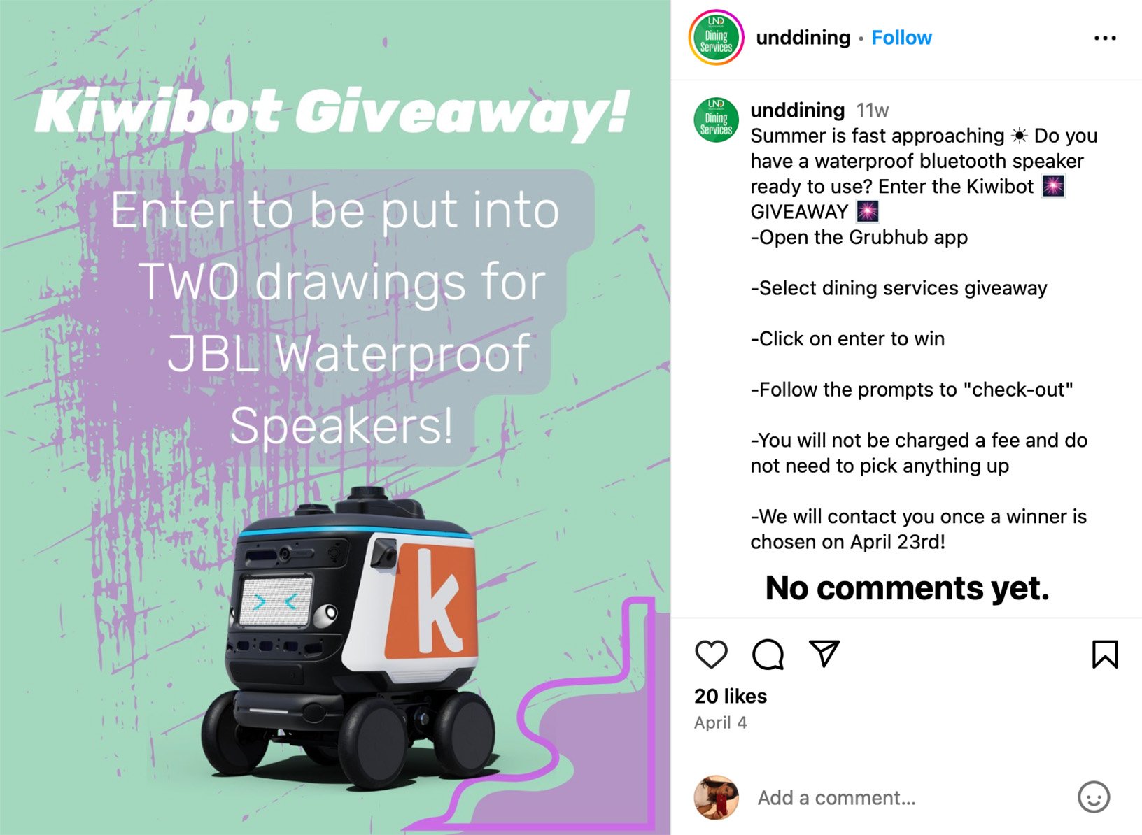 Boost summer engagement with a waterproof speaker giveaway Instagram post promoting a waterproof speaker giveaway for summer activities