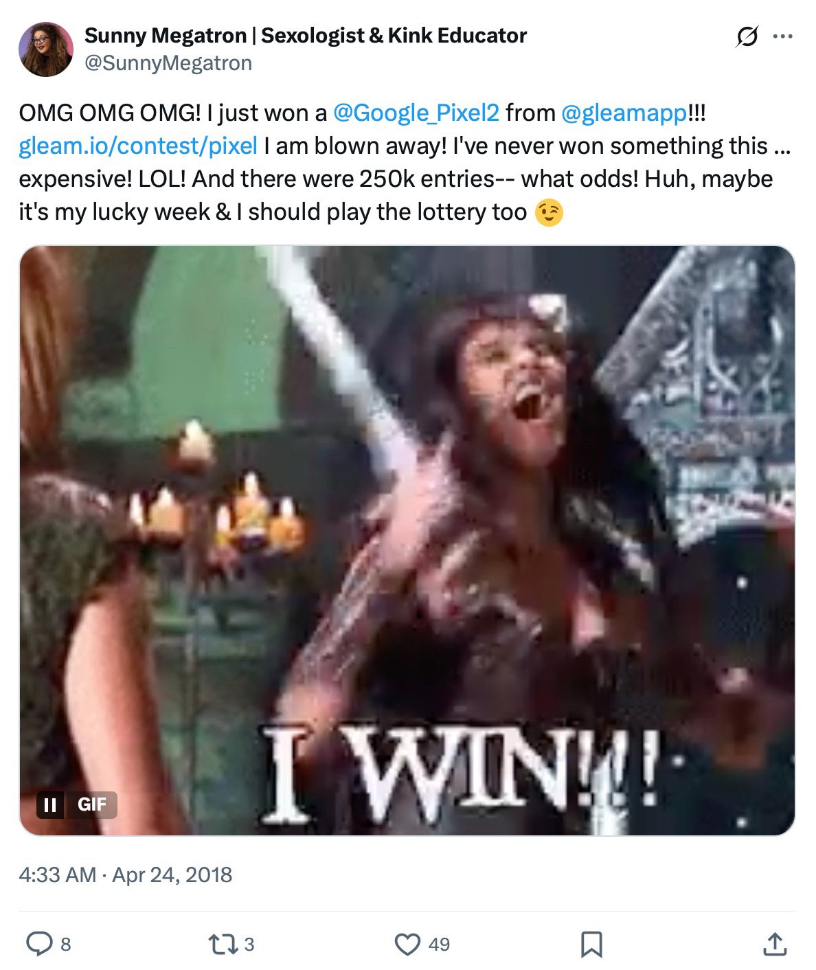 Sunny Megatron prize giveaway promotion on Twitter Sunny Megatron Twitter post announcing a colourful prize giveaway with eye-catching graphics