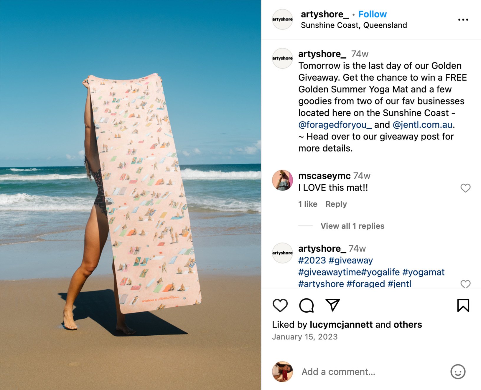 Promote wellness and mindfulness with a yoga mat giveaway Instagram post promoting a yoga mat giveaway for wellness enthusiasts