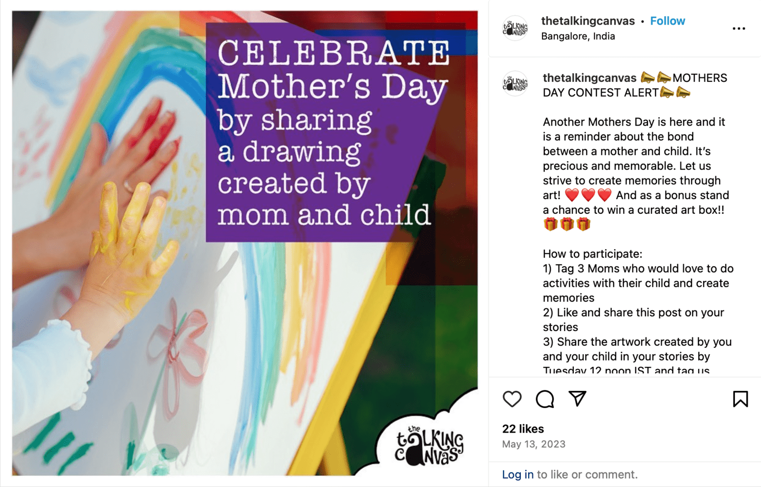 Boost Engagement With Mother's Day Craft Contests Mother's Day craft contest example on Instagram