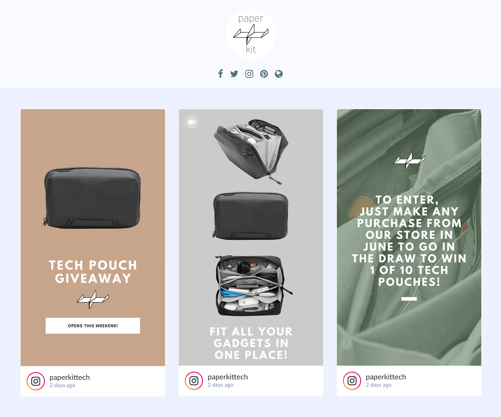 Gleam Galleries featuring Instagram Story imports for a lifestyle brand