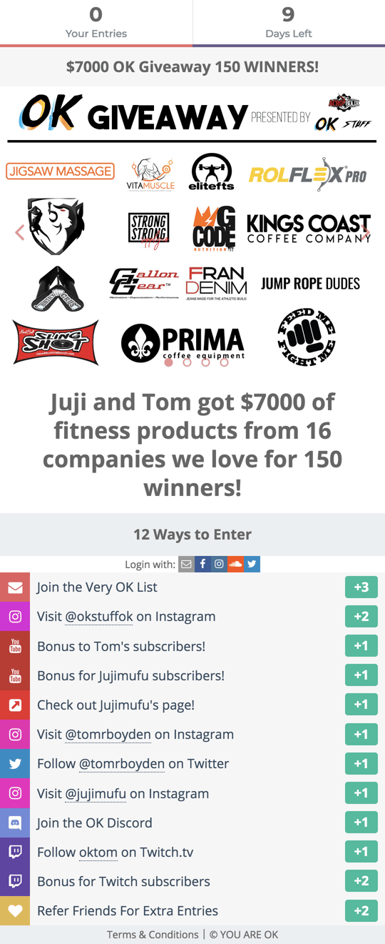 OK Media's Competitions campaign widget