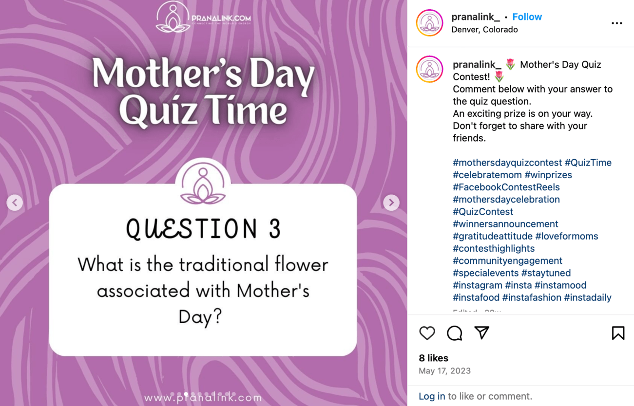 Host Fun Quizzes To Drive Mother's Day Engagement Mother's Day quiz shared on Instagram for contest engagement