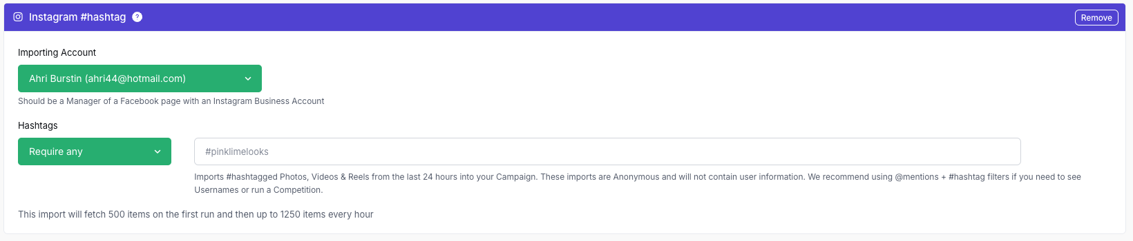 Import Hashtag Posts